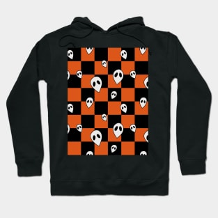 Halloween Ghosts Checkerboard Pattern Hoodie